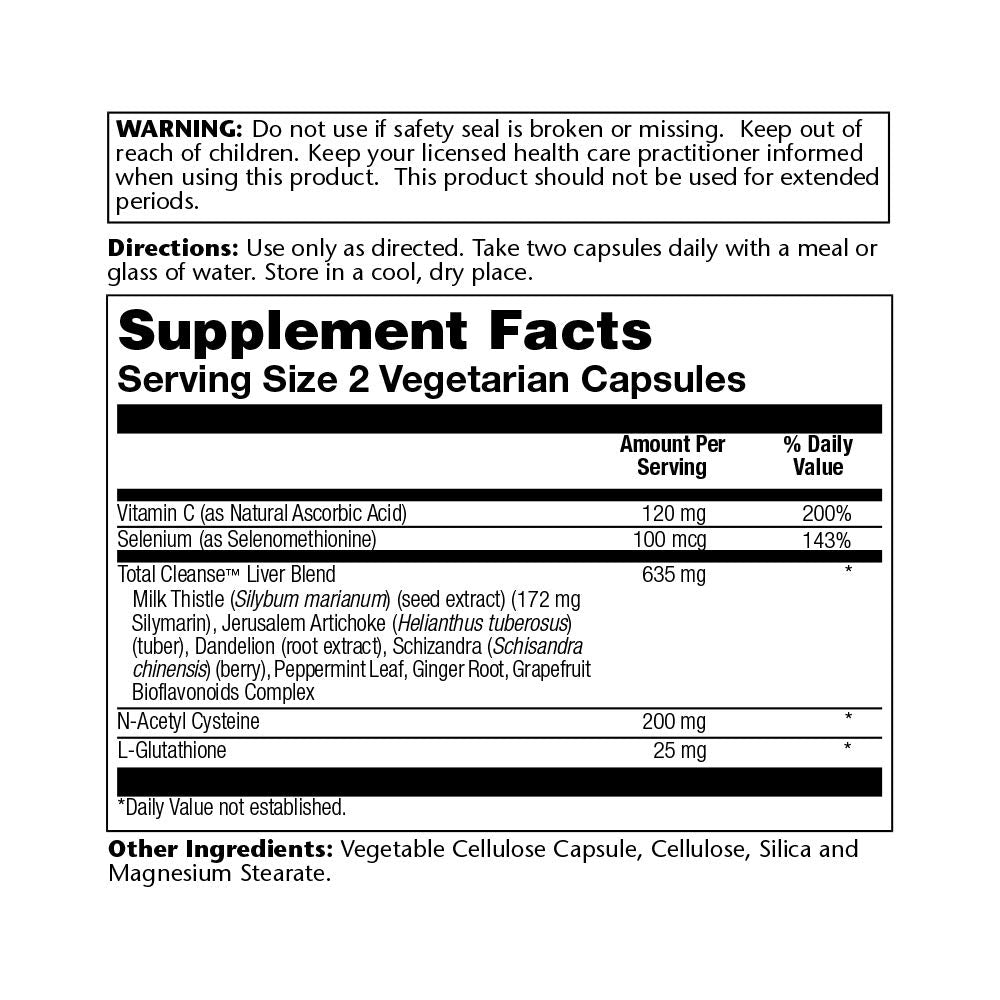 Solaray Total Cleanse Liver bottle label close-up
