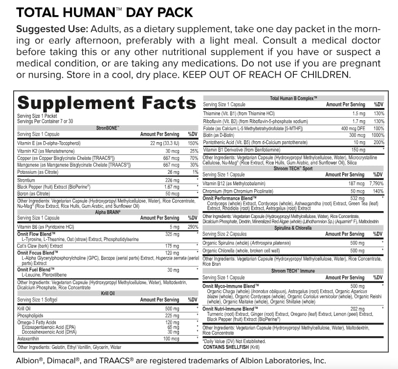 Total Human day and night vitamin packs box front view