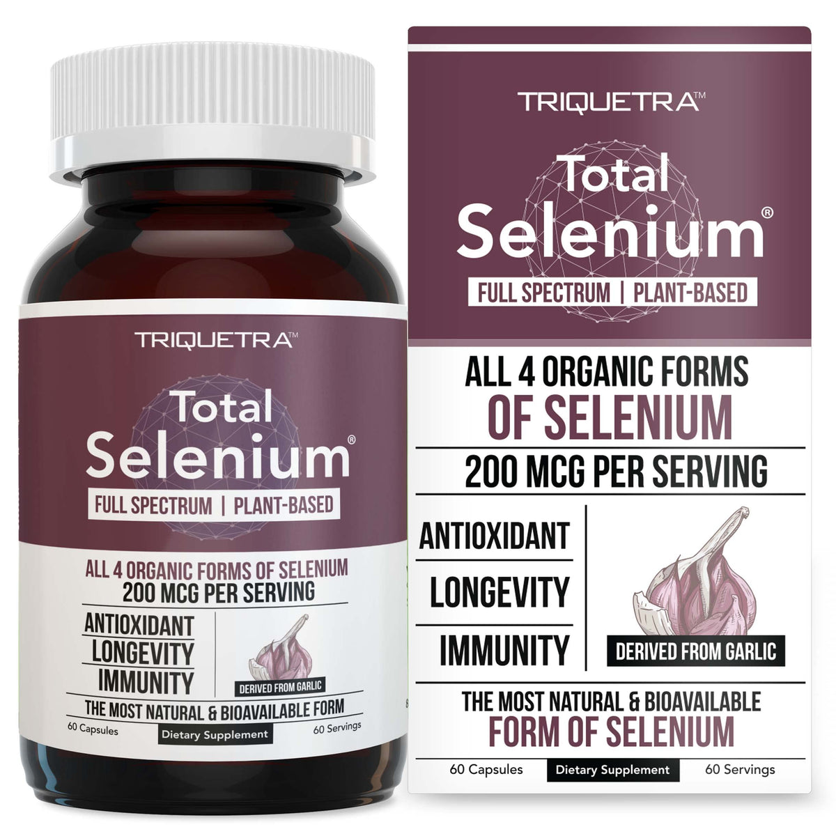 Total Selenium bottle sourced from garlic, plant-based selenium