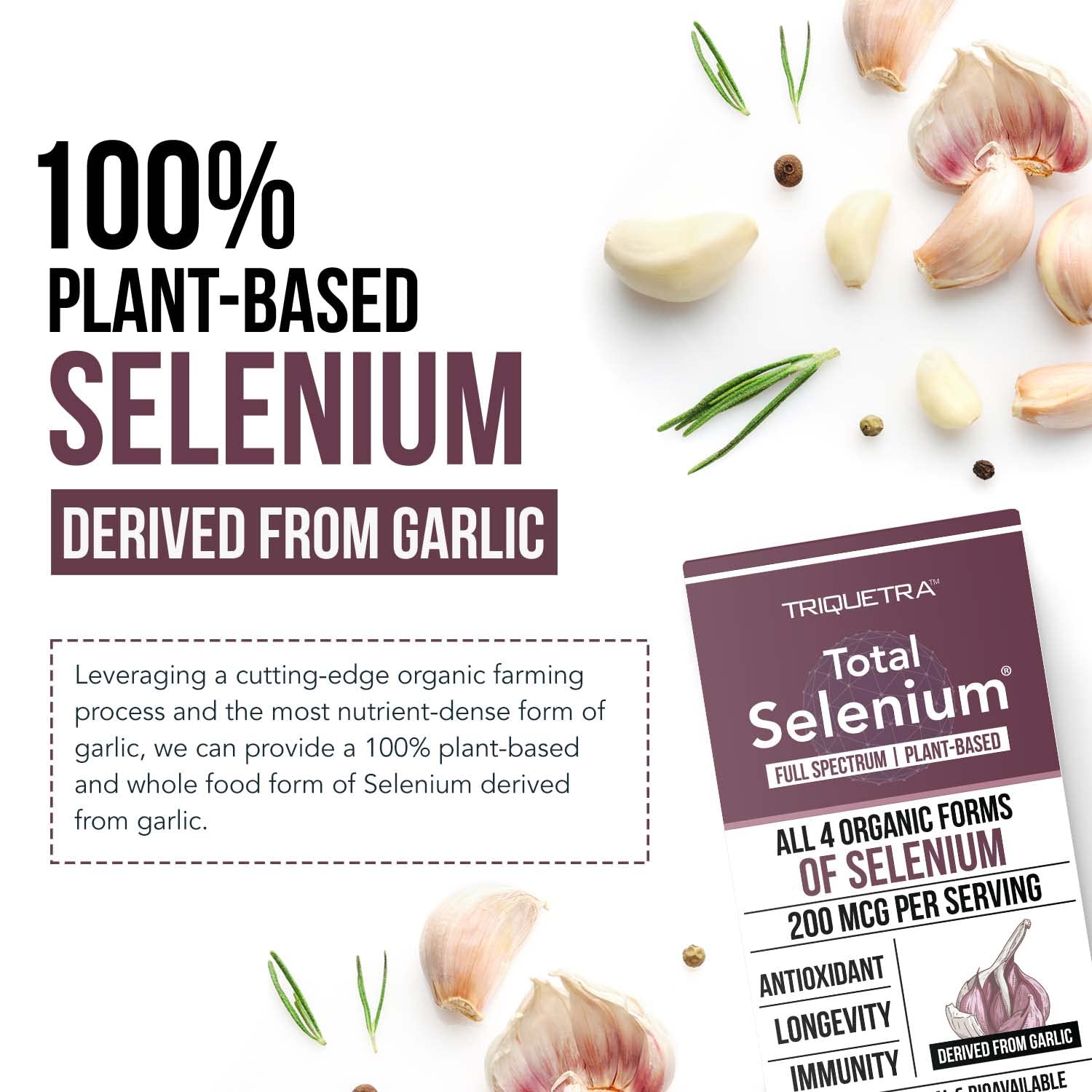 Graphic illustrating four organic forms of selenium