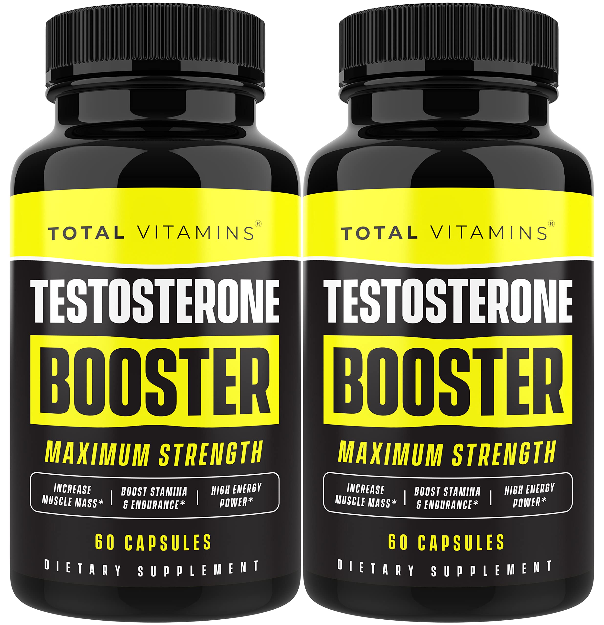 TOTAL VITAMINS Testosterone Booster bottle-front ideal for daily use and energy support.