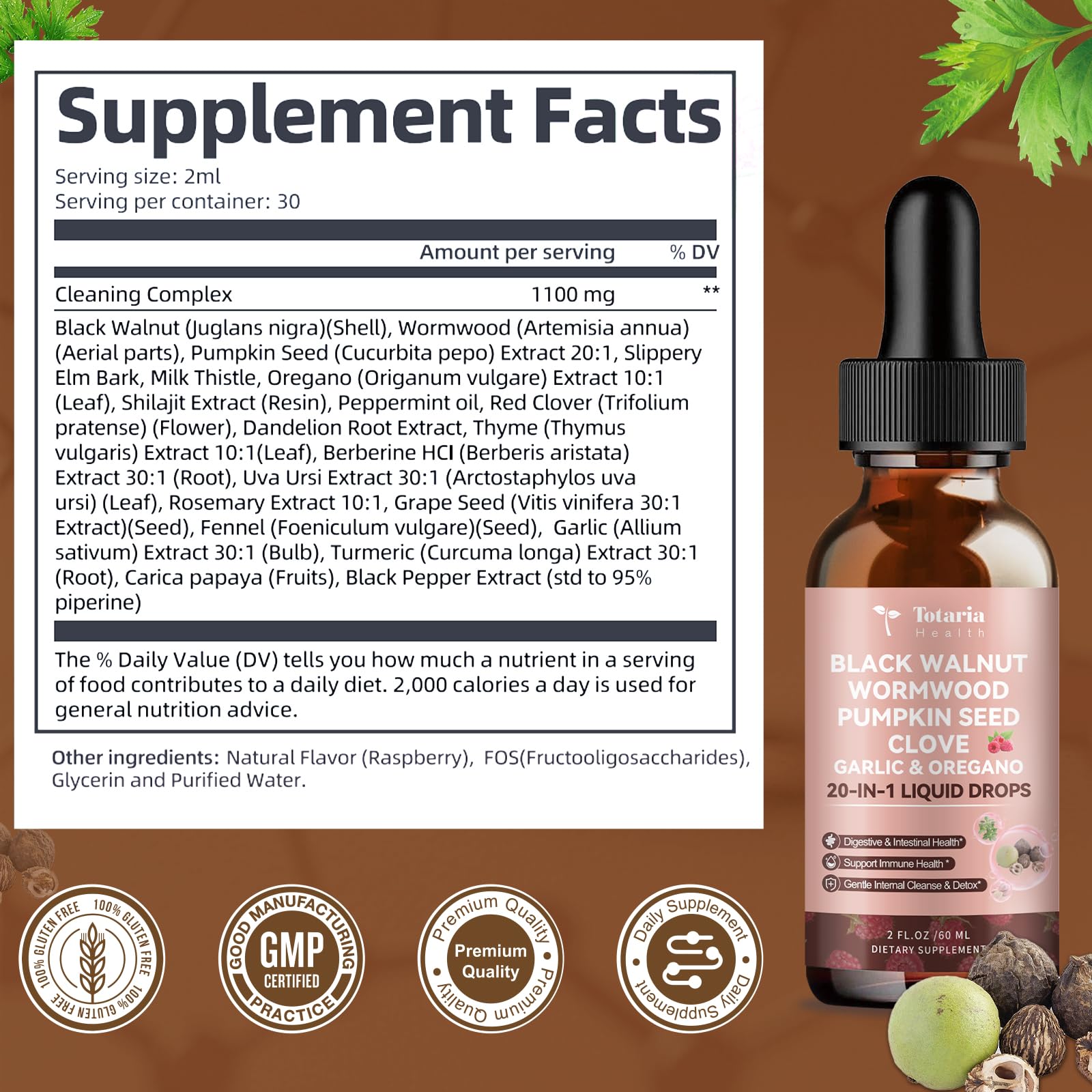 Raspberry flavor dropper icon and Totaria branding