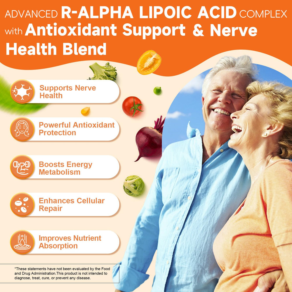 Label close-up showing R-ALA 600mg and ingredients