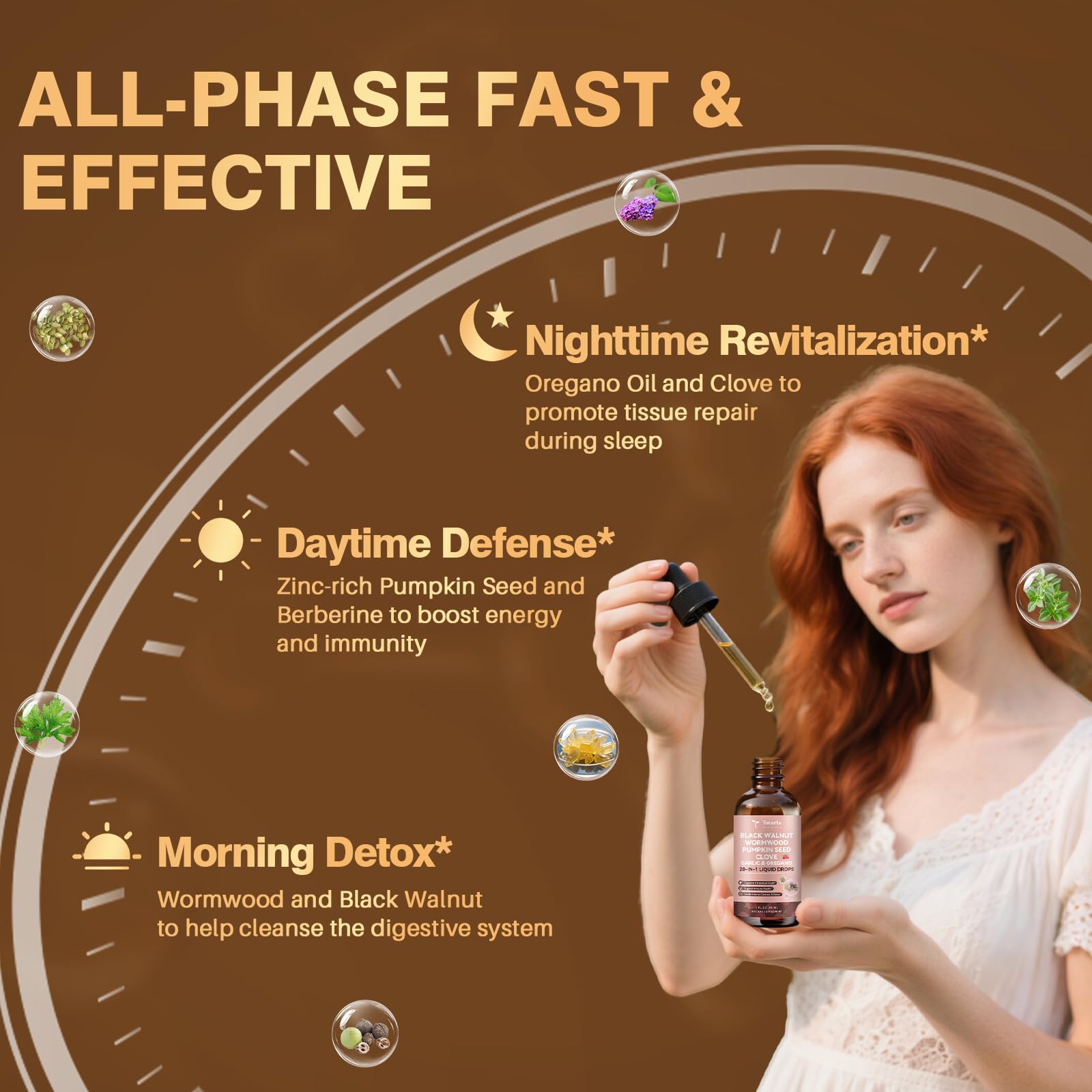 Ingredients on label: Wormwood, Black Walnut Extract, Garlic, Pumpkin Seed, Red Clove, Oregano Oil, Turmeric