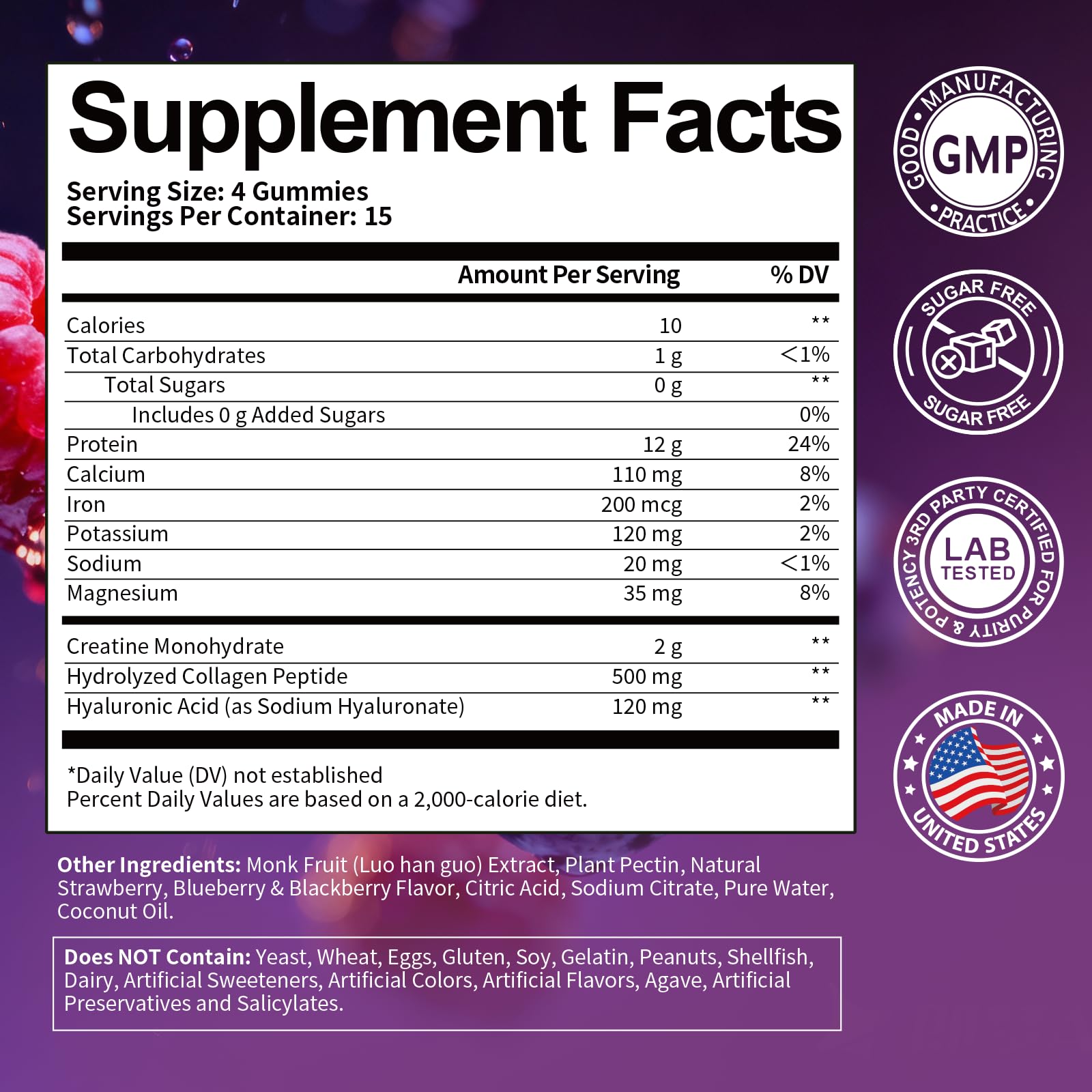 Totaria 3in1 whey protein gummies berry serving demonstrates easy, on-the-go protein intake.
