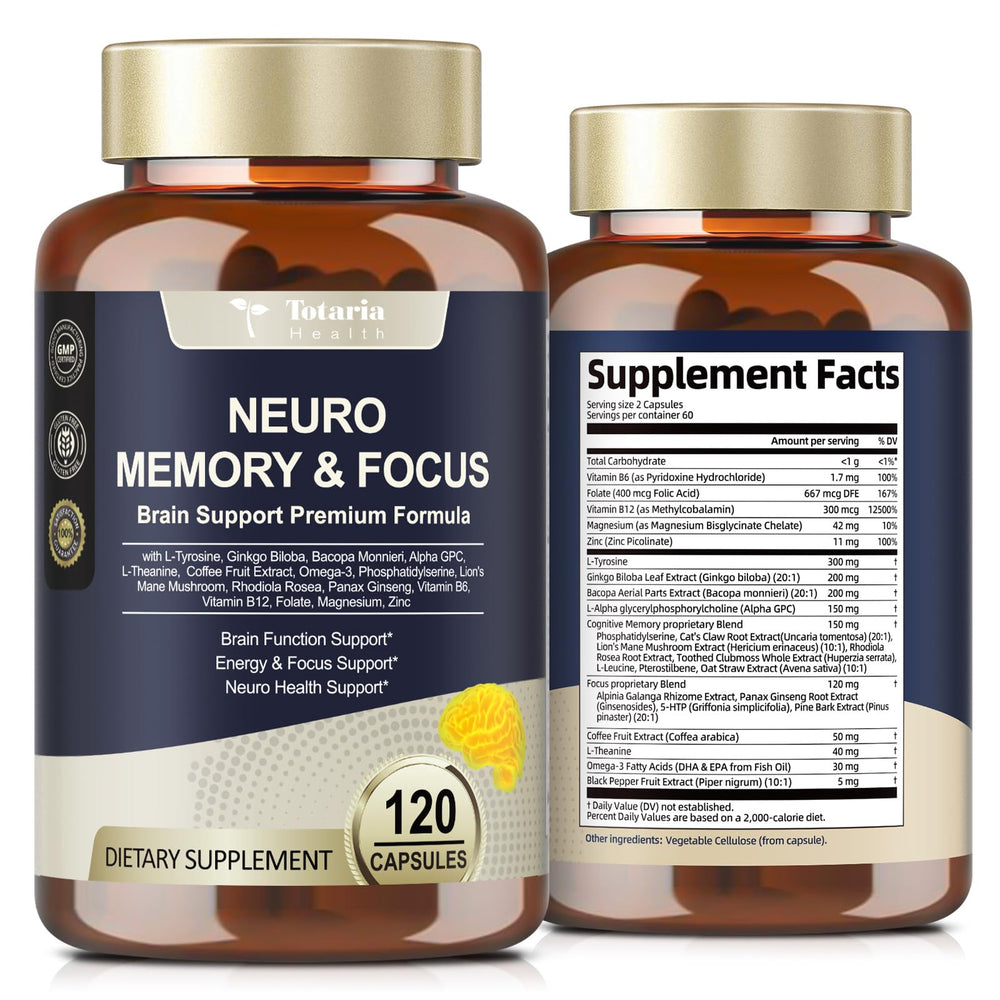 Totaria brain supplements bottle on a white background