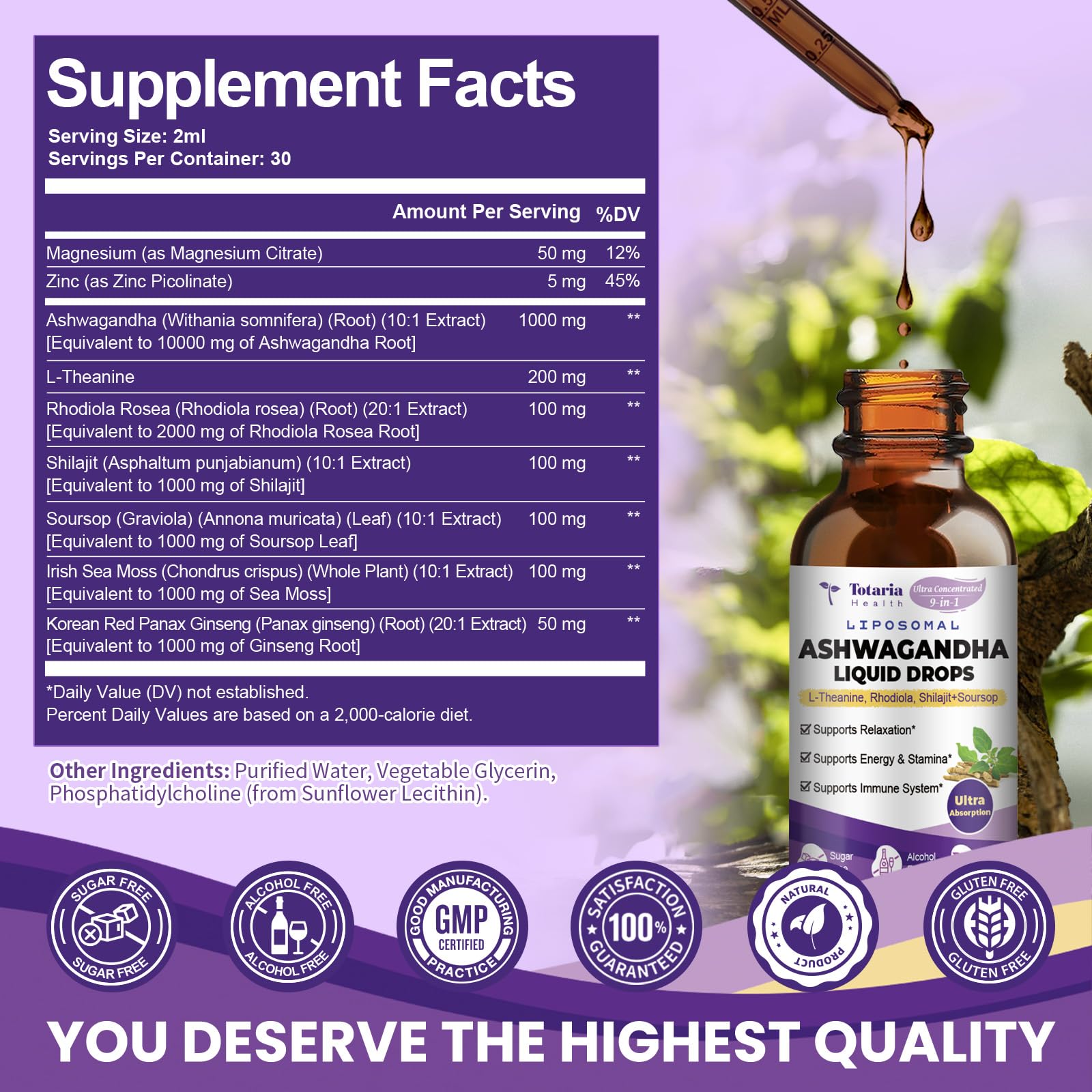 Calm and focused with ashwagandha, L-Theanine, magnesium and zinc