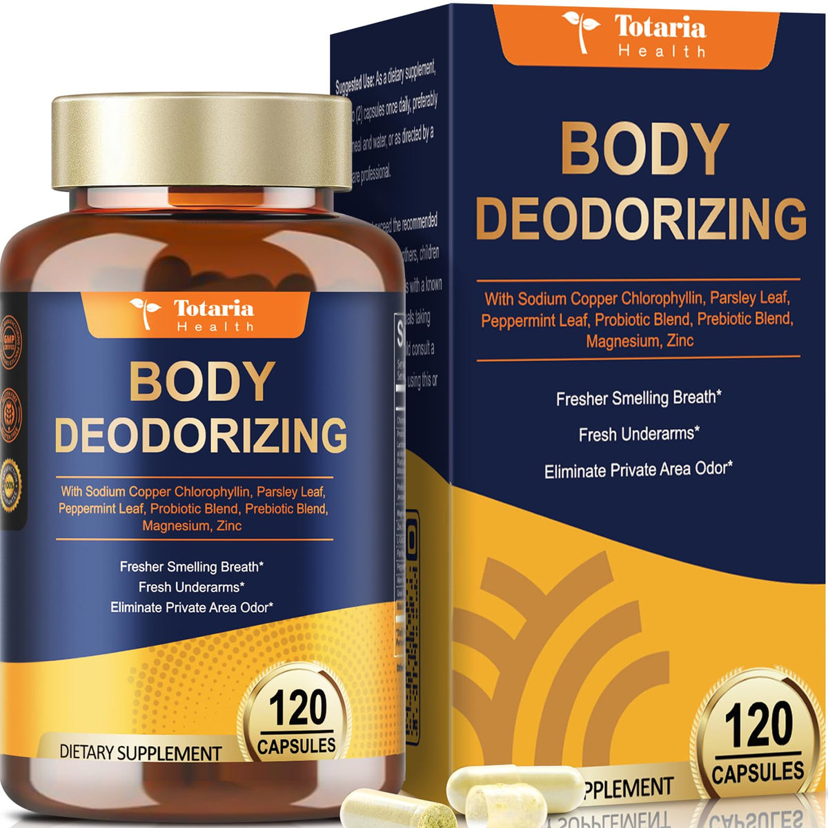 Totaria Chlorophyll body deodorizing supplement bottle with 120 count