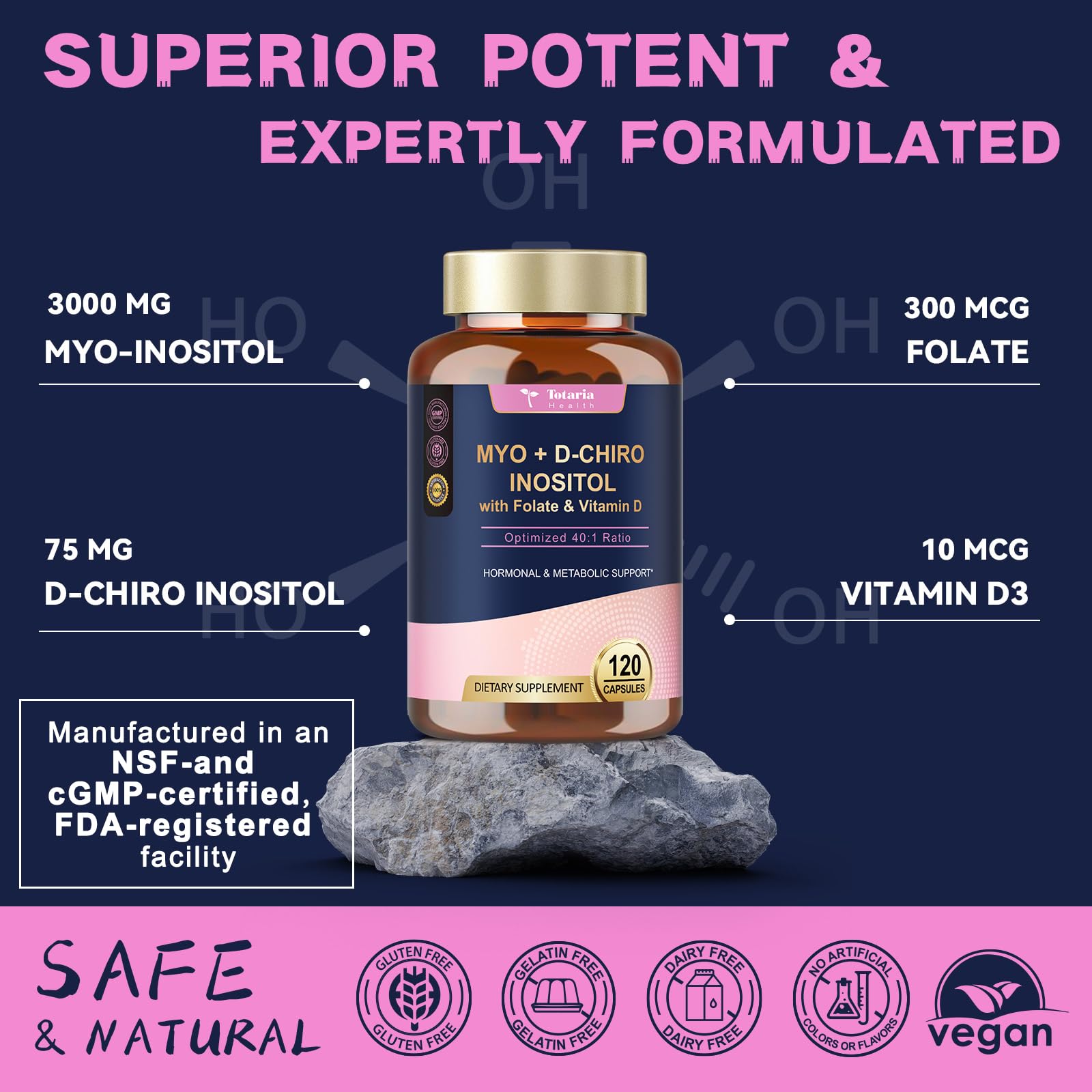 Image highlighting folate and vitamin D3 in the formula