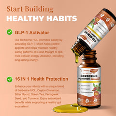 Close-up of dropper dispensing liposomal berberine droplets