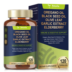 Bottle of Totaria Oil of Oregano and Black Seed Oil capsules