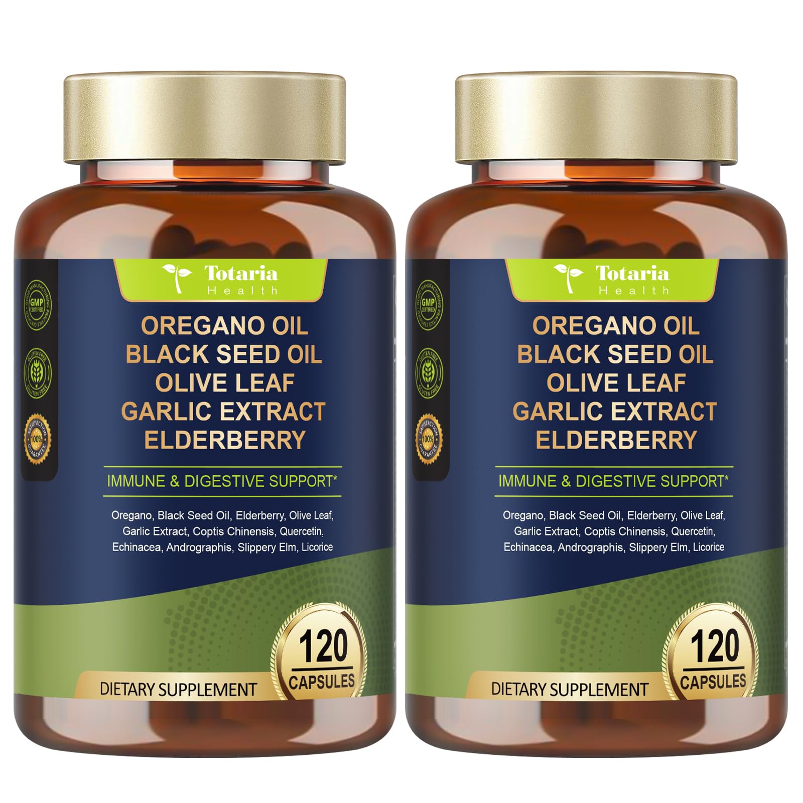 Totaria oil of oregano and black seed oil capsules main image showing a 2-pack
