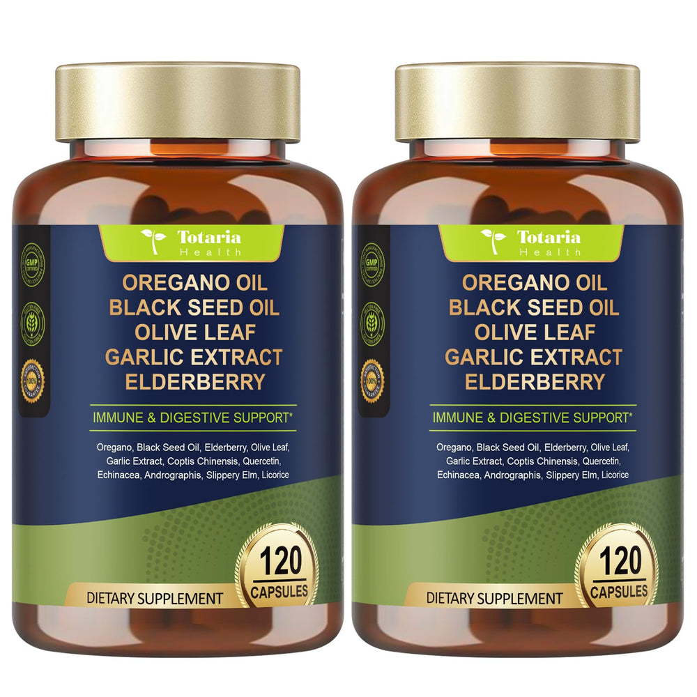 Totaria oil of oregano and black seed oil capsules main image showing a 2-pack
