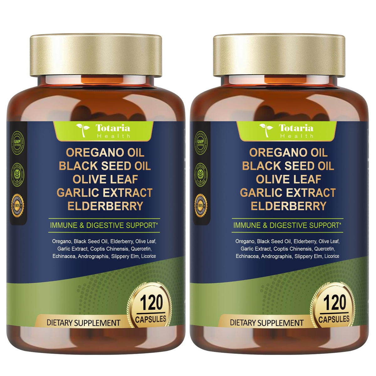Totaria oil of oregano and black seed oil capsules main image showing a 2-pack
