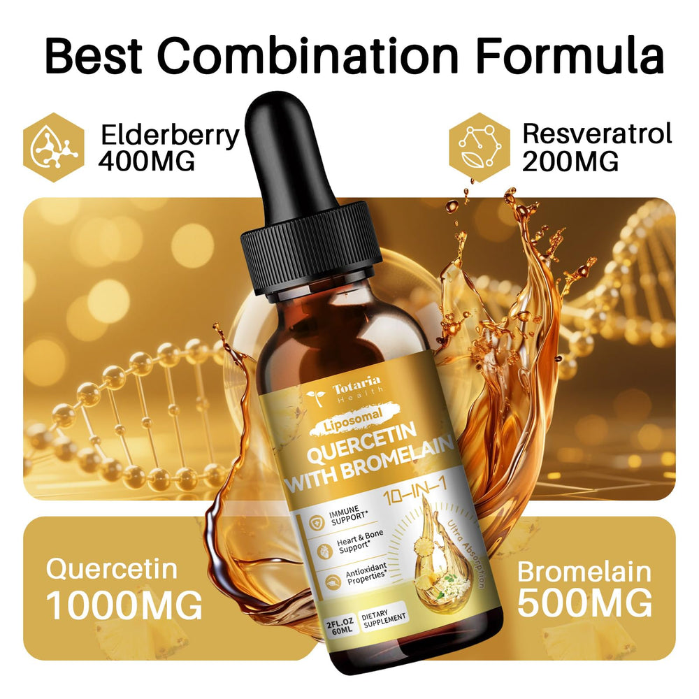 Label showing Totaria quercetin bromelain drops