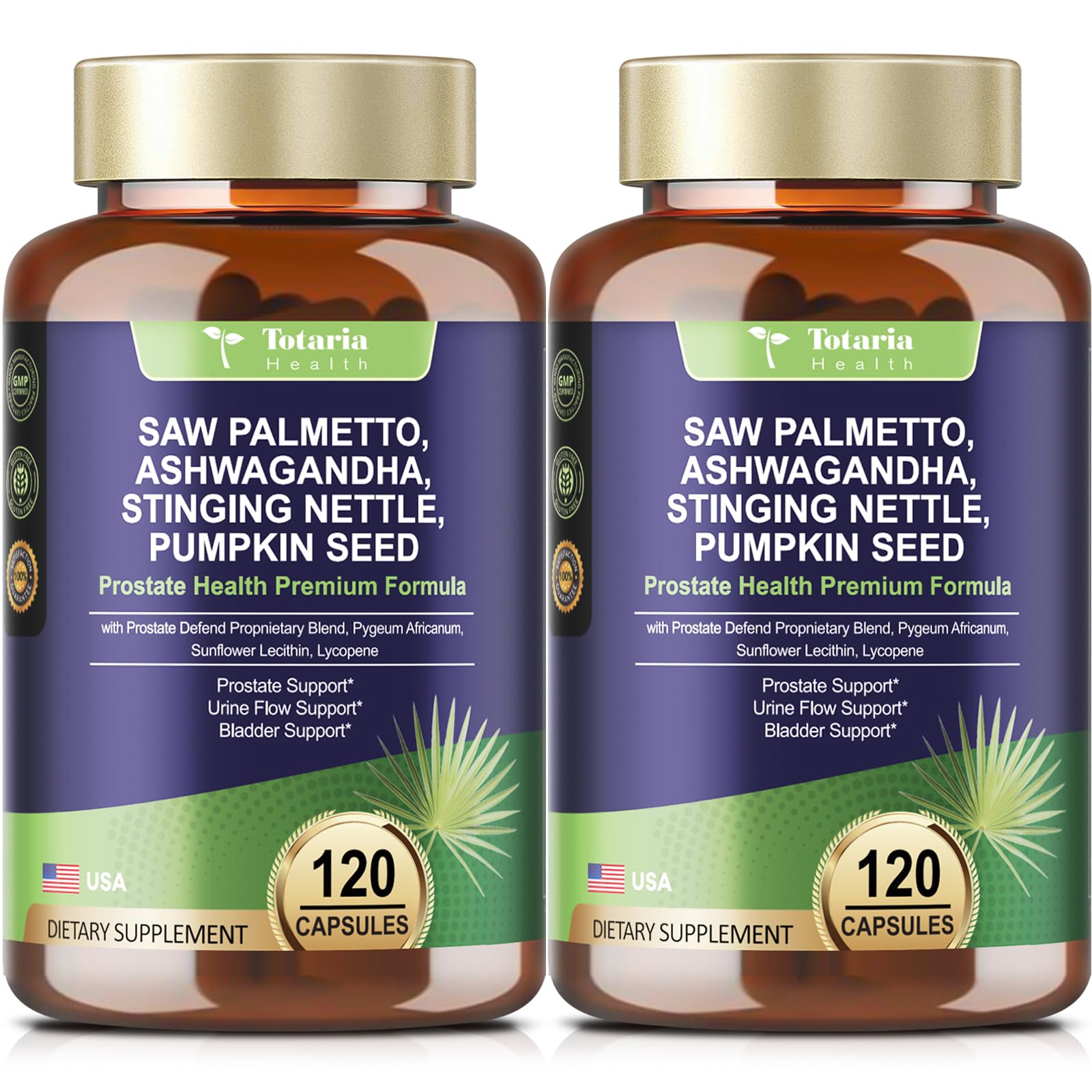 Totaria 2Pack Organic Saw Palmetto bottle with label