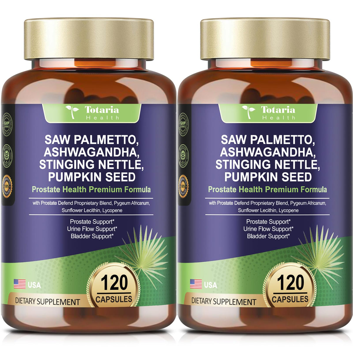 Totaria 2Pack Organic Saw Palmetto bottle with label