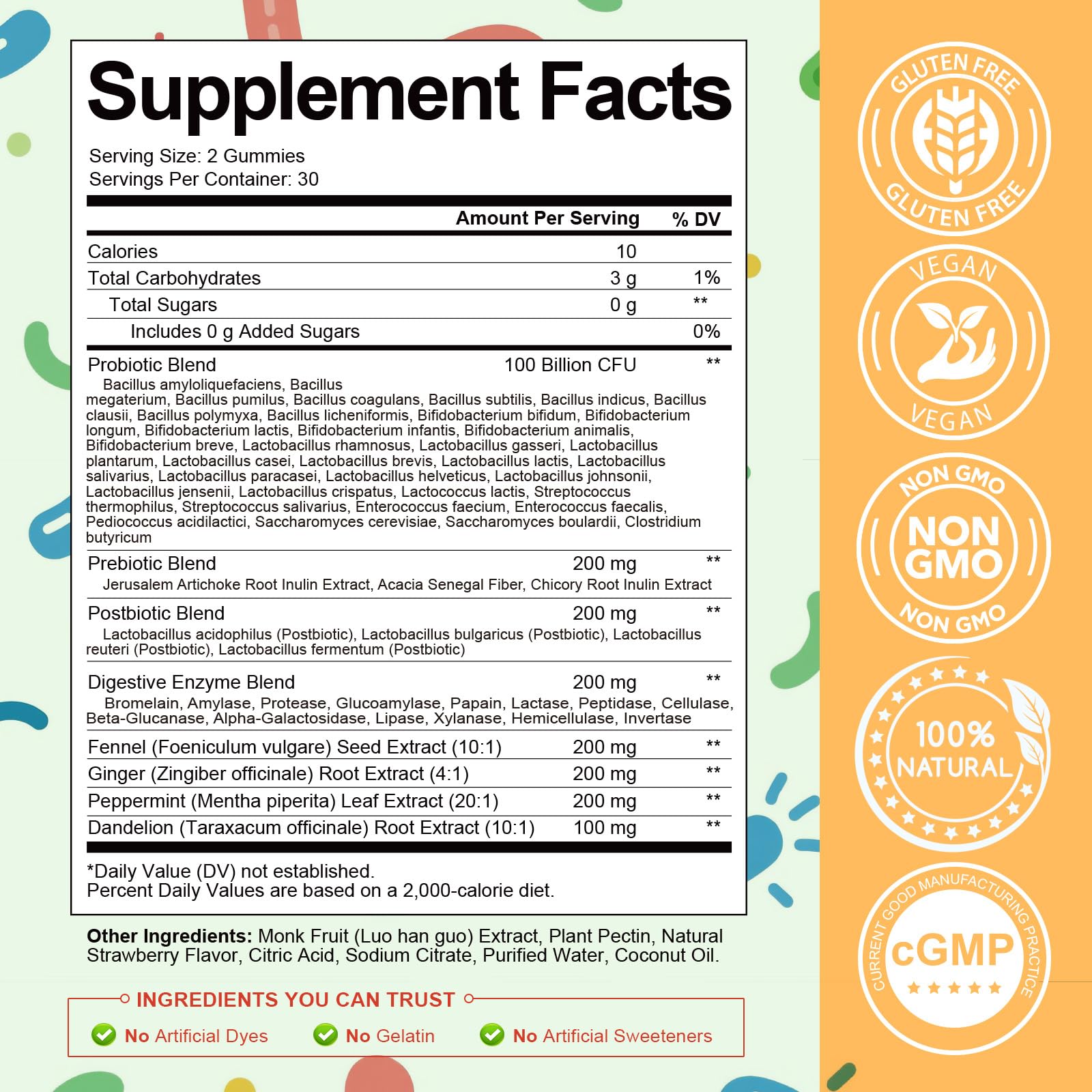 Graphic showing probiotic benefits for gut health