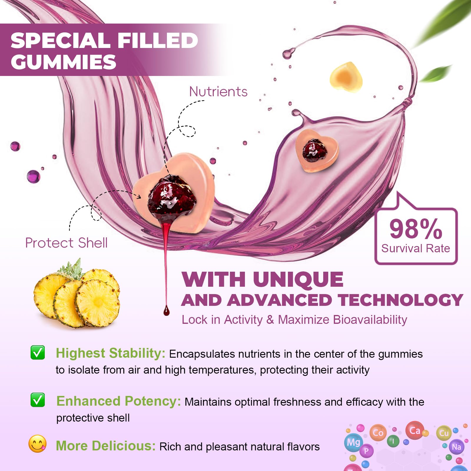Totaria supplement facts label close view showing vitamins, minerals and iron