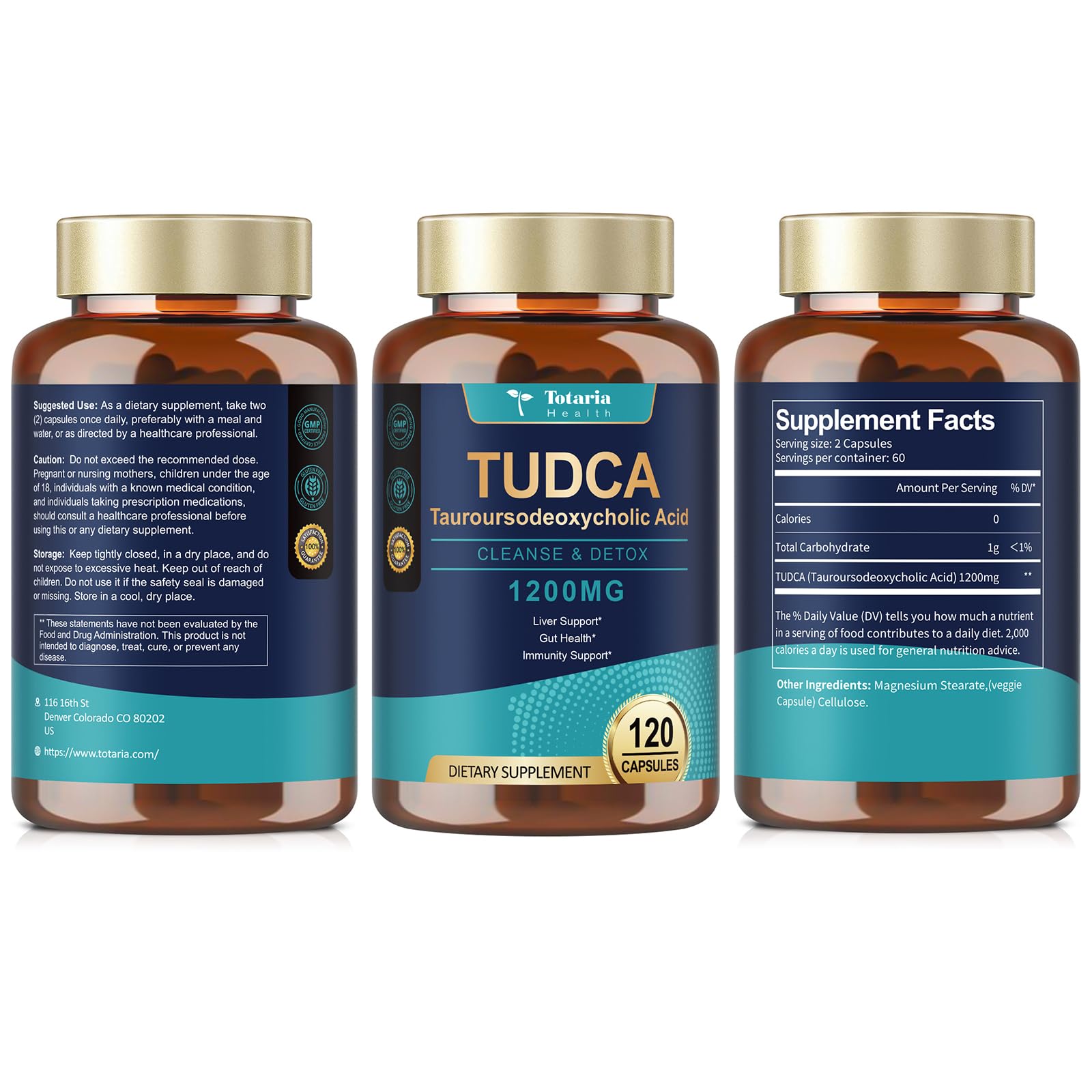 Totaria TUDCA bottle – side profile