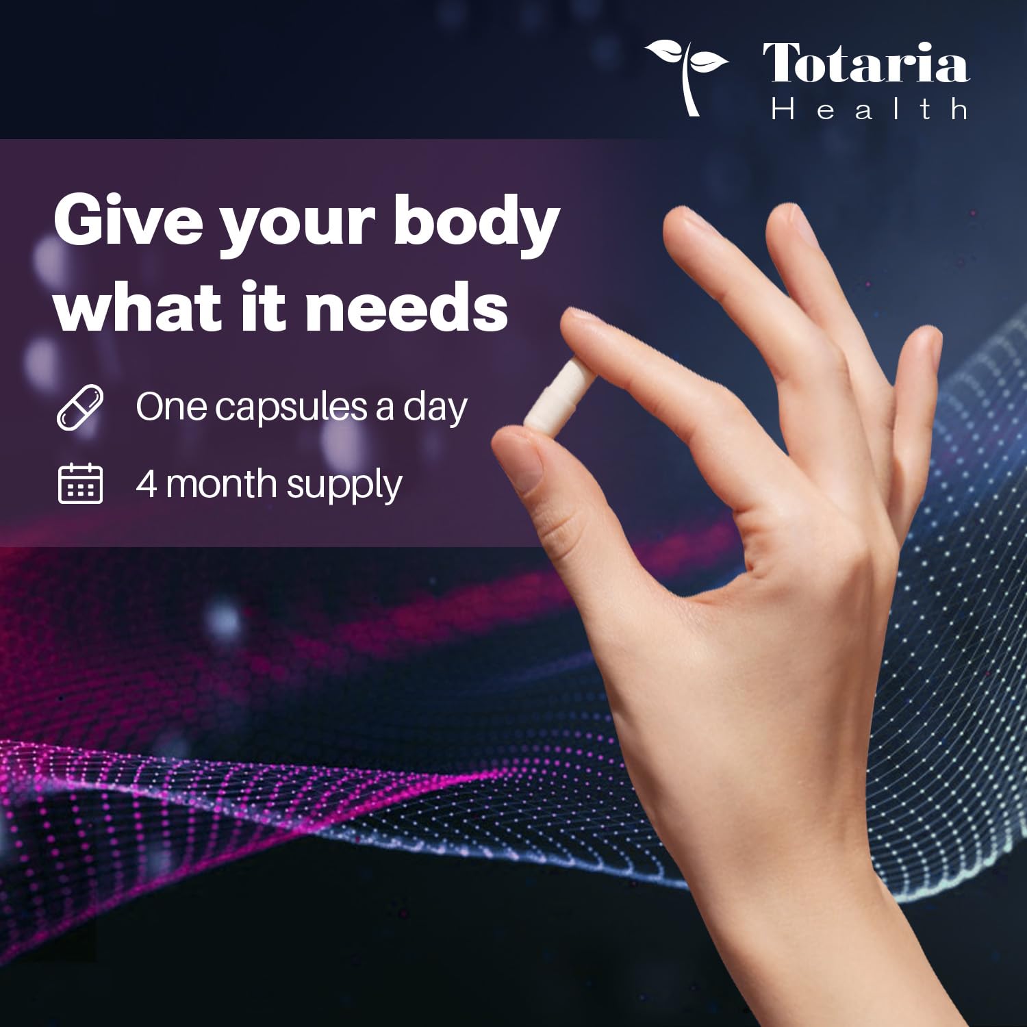 Vegan magnesium supplement bottle with 120 capsules