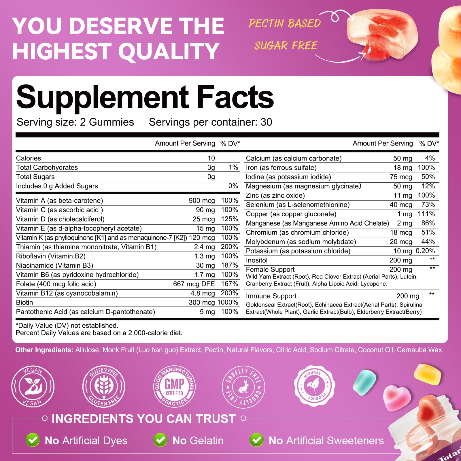 Pineapple flavor Totaria women's multivitamin gummies