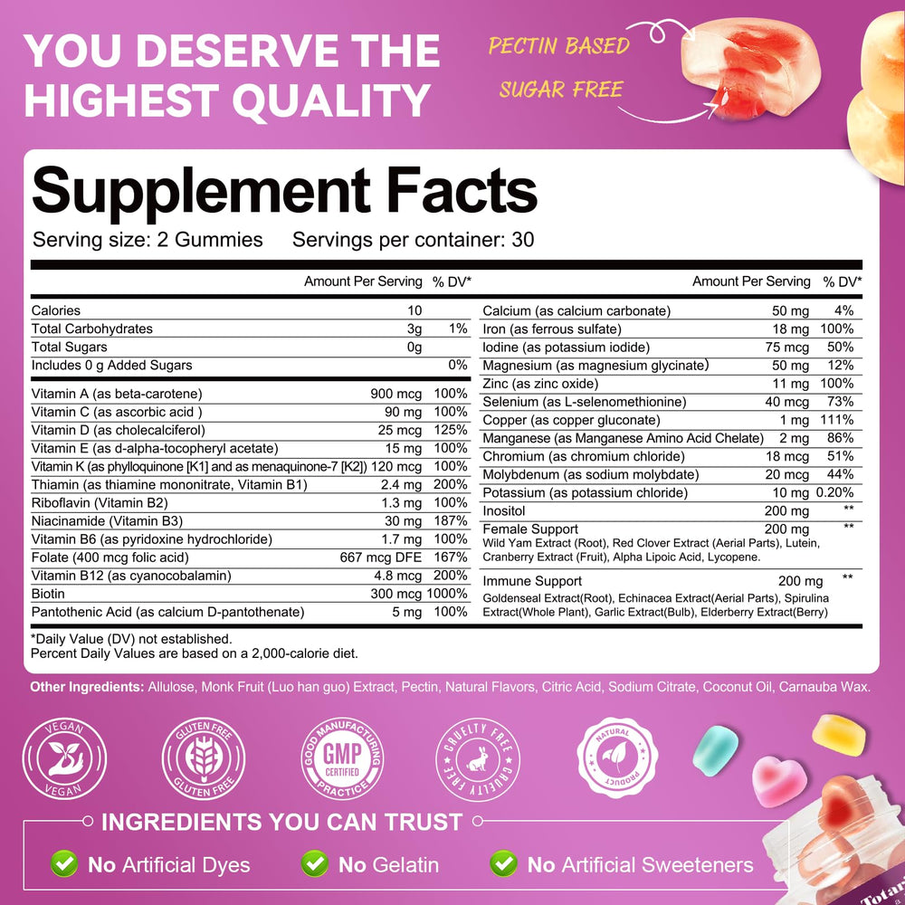 Pineapple flavor Totaria women's multivitamin gummies
