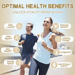 Close-up of NMNH, NR, Nicotinamide, Quercetin and Resveratrol ingredients