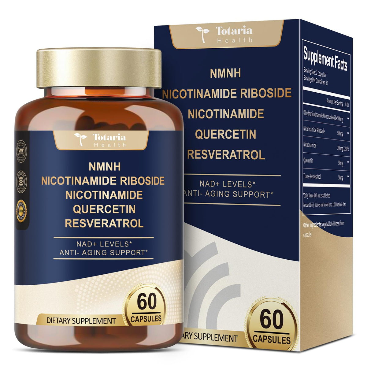 Totaria NMNH bottle and label on white background