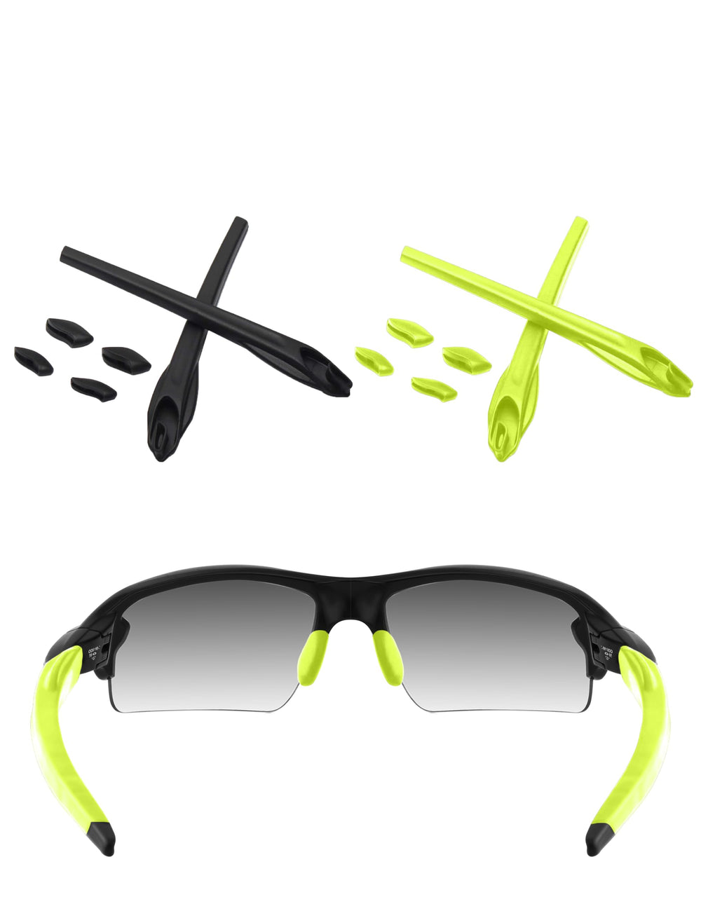 ToughAsNails replacement earsocks and nose pads in black and green for Oakley Flak 2.0 XL OO9188/OO9295