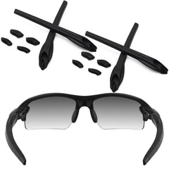 Front view of ToughAsNails replacement rubber kit for Oakley Flak 2.0 XL – Black & Black earsocks and nose pads