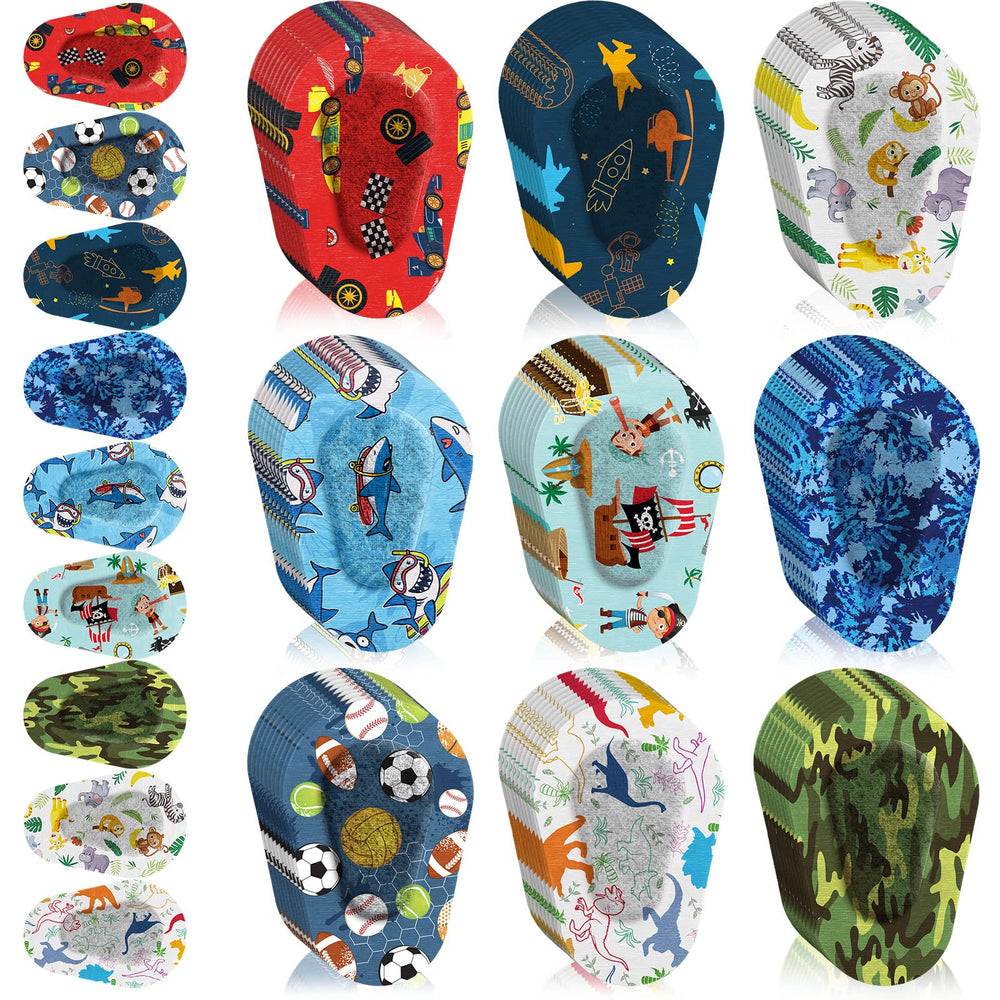 Toulite 90-piece kids eye patches in two sizes: regular and toddler, shown together.