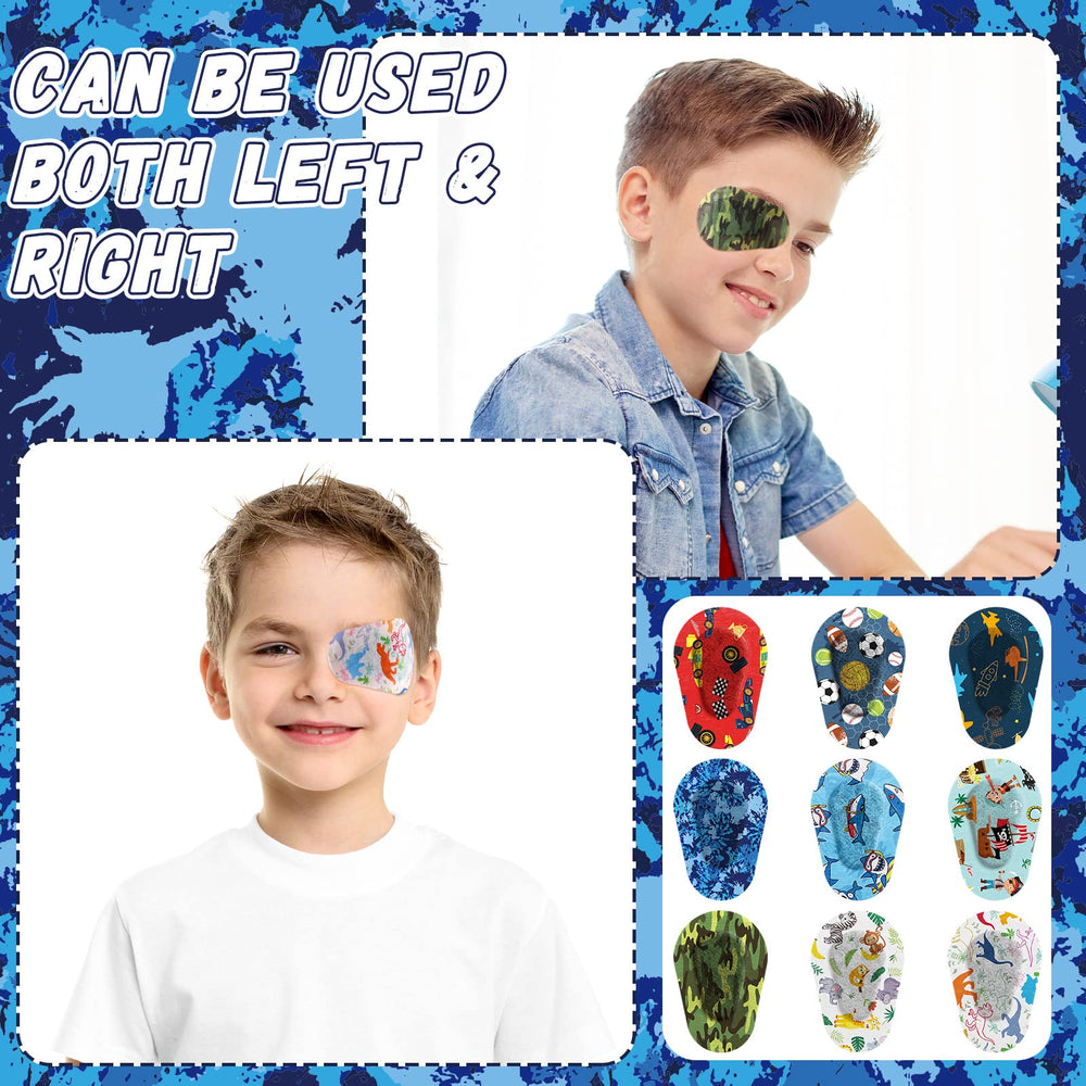 One-time use adhesive eye patches for kids, suitable for up to 8 hours of wear.