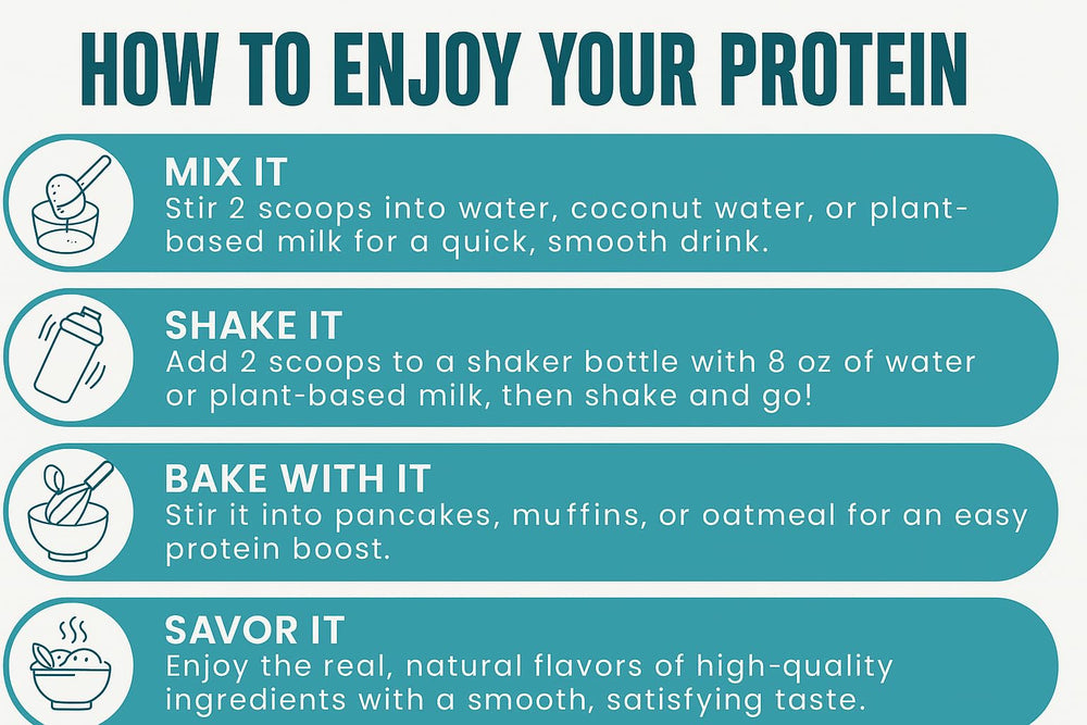 TOZZY vegan pea protein vanilla ingredient-panel highlights simple, natural ingredients.