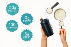 TOZZY vegan pea protein vanilla mixing-shaker ready for on-the-go blends.