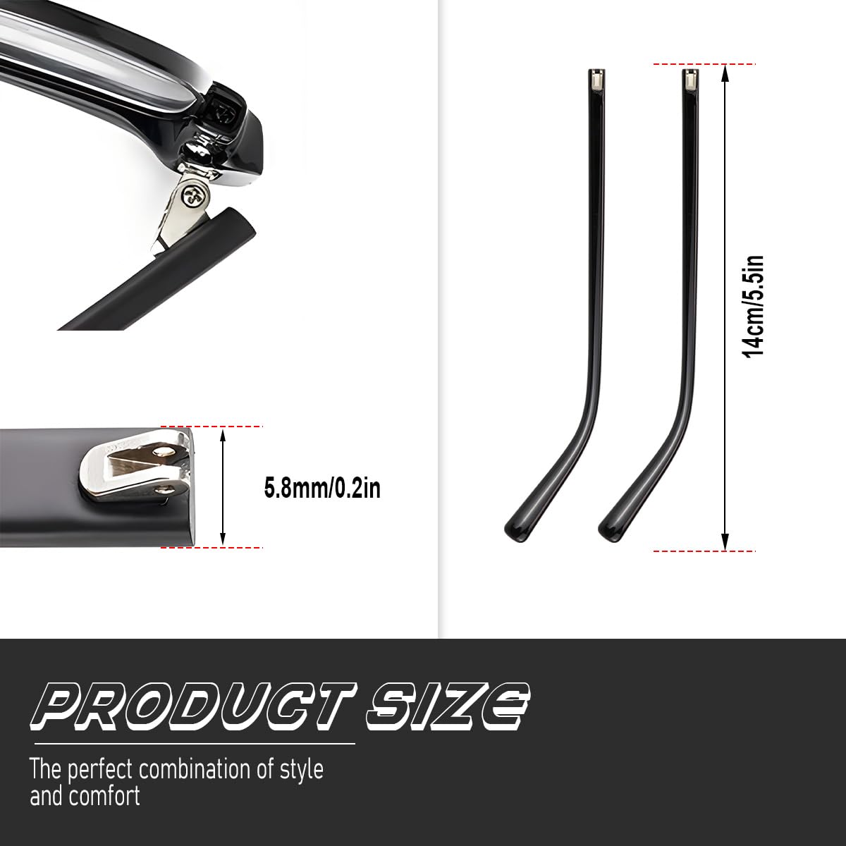 TR90 glasses replacement arms with 3-in-1 screwdriver
