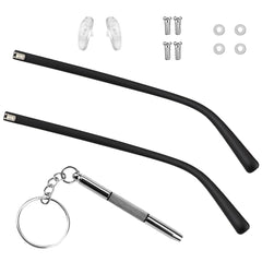 Black TR90 glasses replacement arms, front view