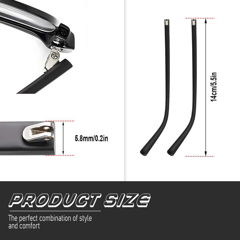 Black TR90 glasses replacement arms, side view