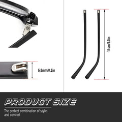 Black TR90 glasses replacement arms, side view