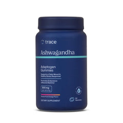 Bottle of Trace Minerals Ashwagandha Gummies on white background