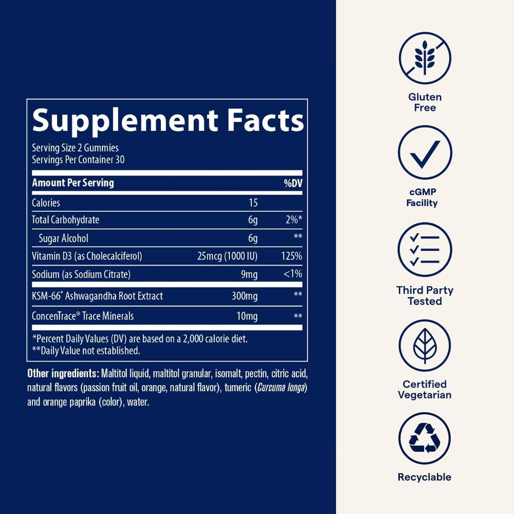 Passion Fruit Orange flavored ashwagandha gummies