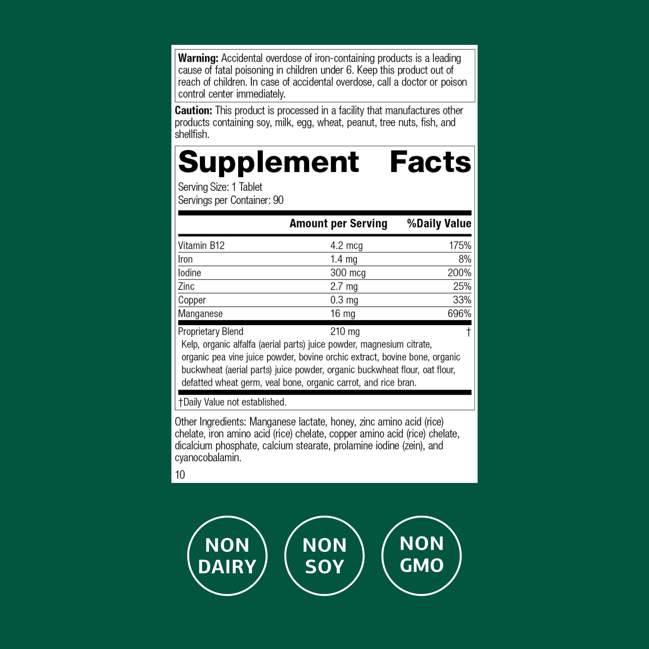 Close-up of minerals iodine, zinc, copper and manganese benefits