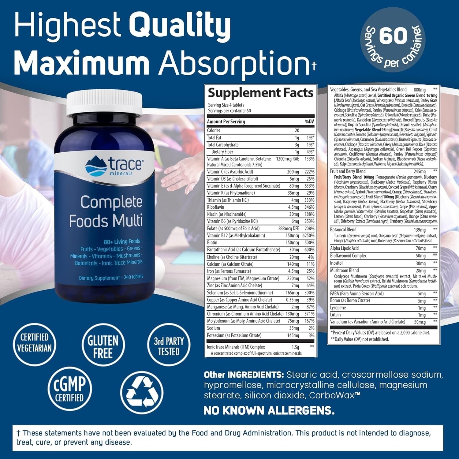 Product label showing whole foods and minerals