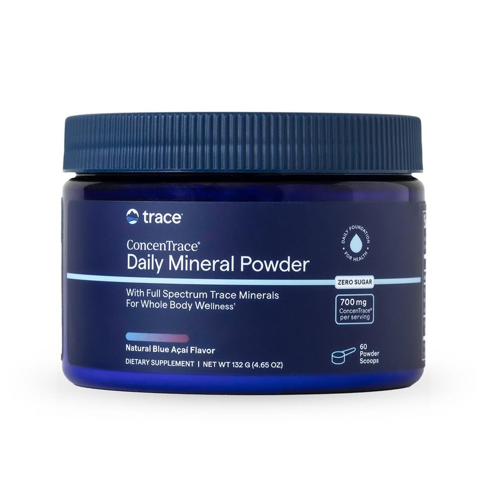 Front view of Trace Minerals ConcenTrace Daily Mineral Powder bottle