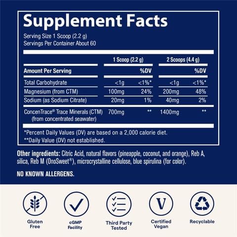 Side view of Trace Minerals ConcenTrace Daily Mineral Powder bottle