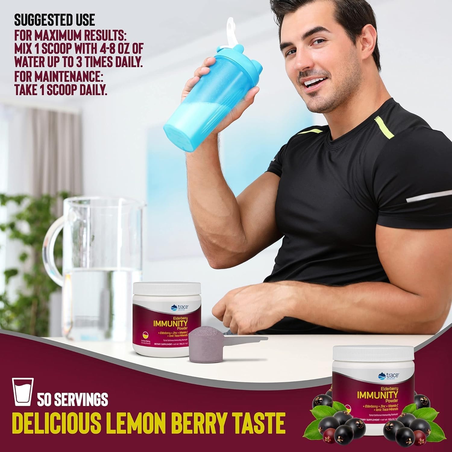 Lemon Berry flavor label and powder packaging