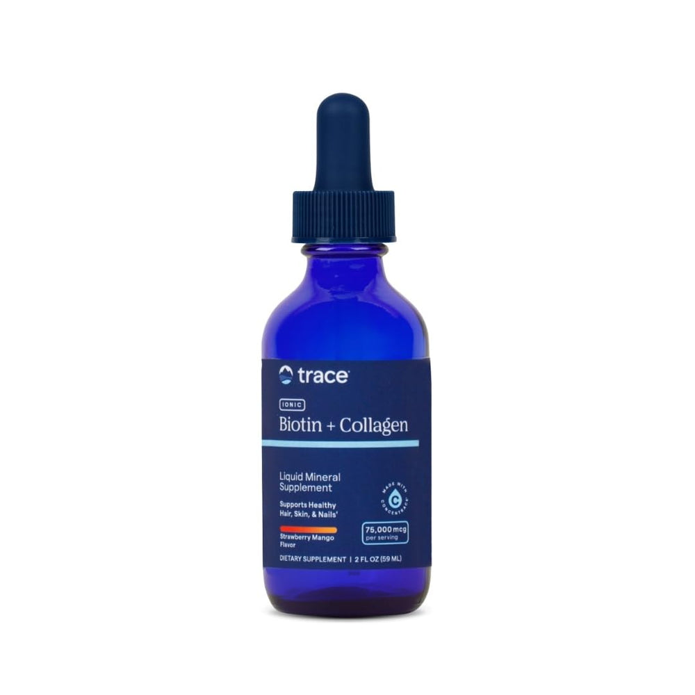 Product image: Trace Minerals Ionic Biotin + Collagen bottle on white background