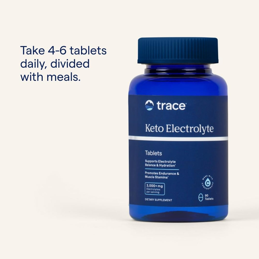 Trace Minerals Keto Electrolyte Tablets dosage explainer highlights daily use with meals.