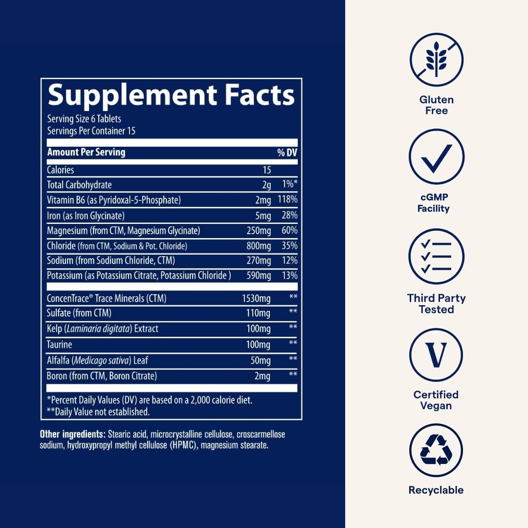 Trace Minerals Keto Electrolyte Tablets close-up shows essential electrolytes for endurance.