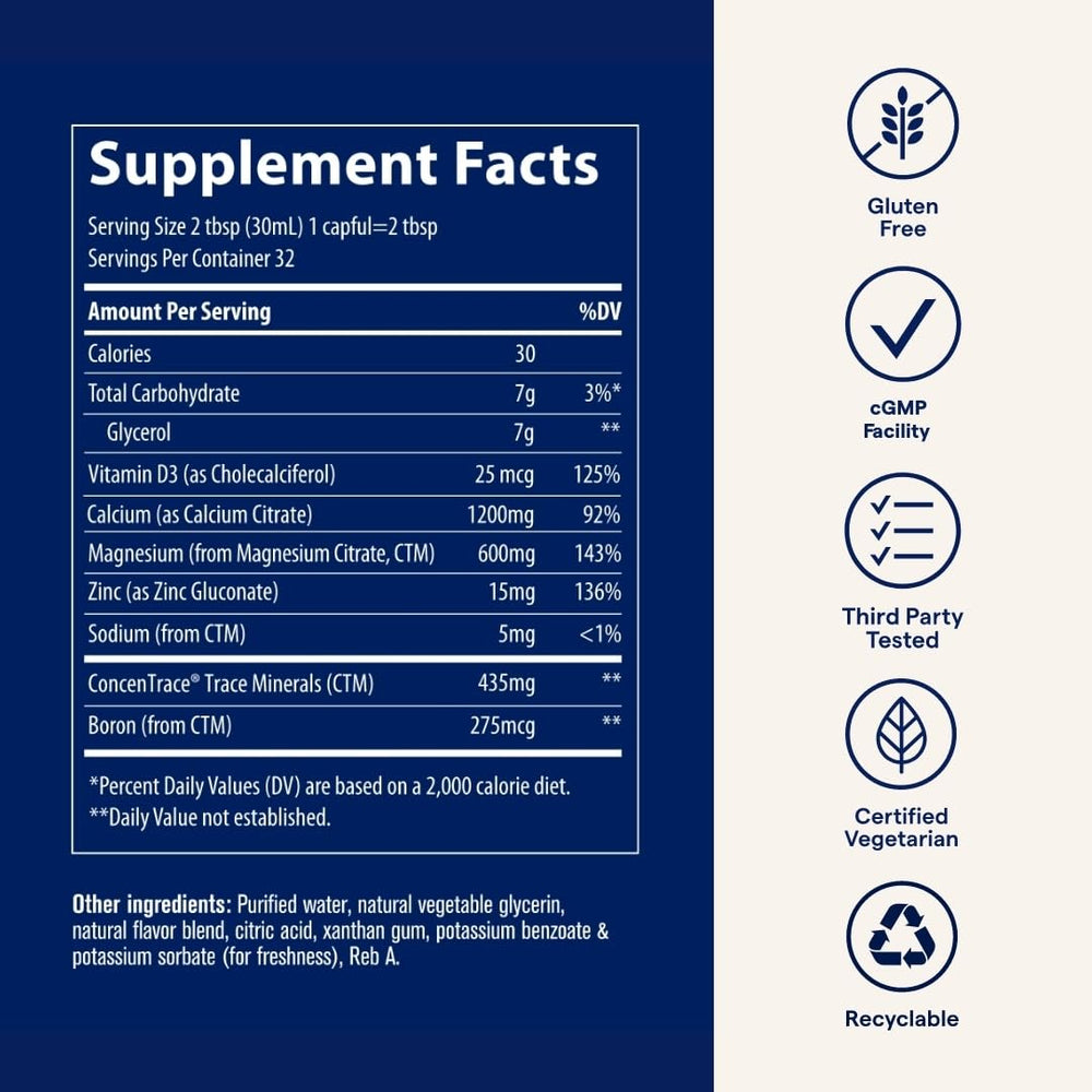 Measuring spoon with the Liquid Cal Mag Zinc supplement